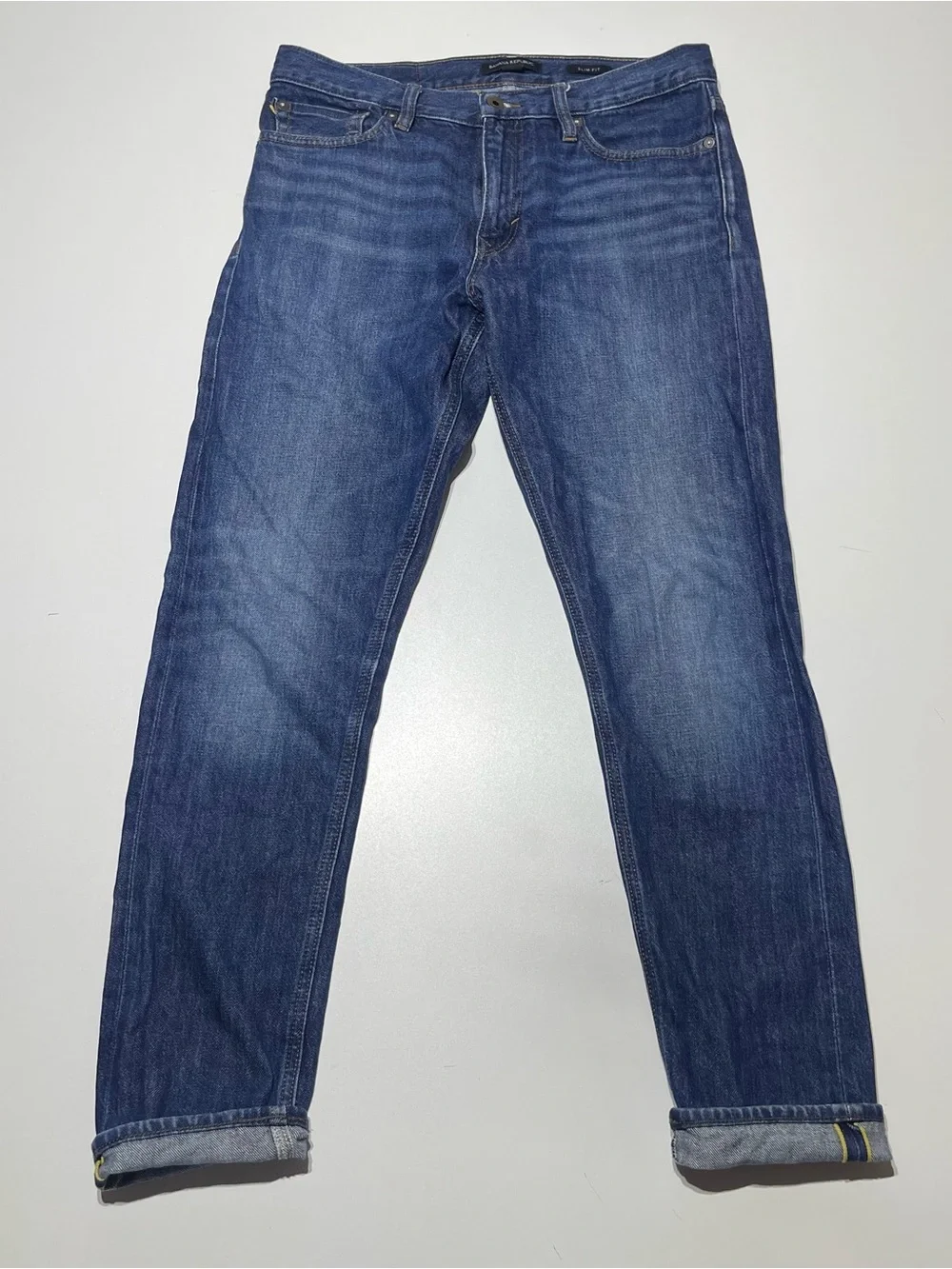 Banana Republic Selvedge Jeans Mens 31x32 Organic Cotton Blue Slim Denim Pants - Picture 4 of 11
